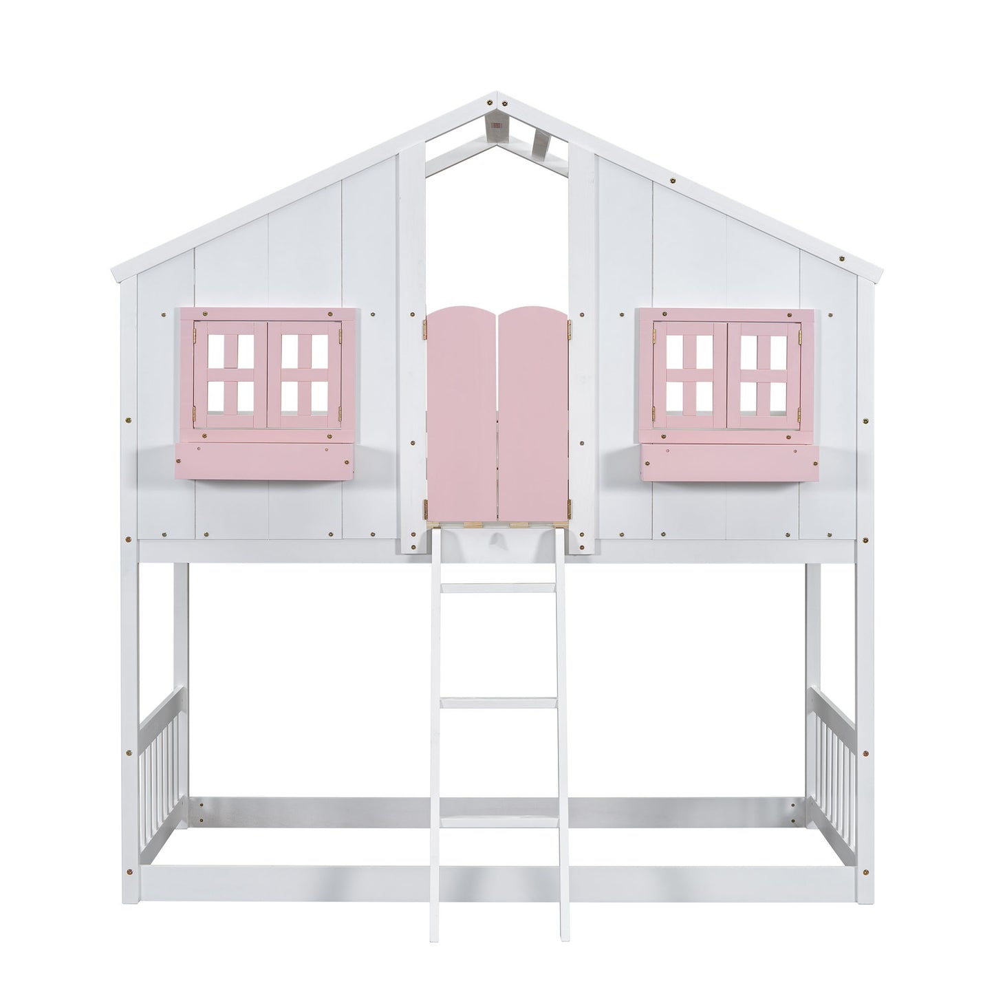 House Bunk Bed With Roof, Window, Window Box, Door, With Safety Guardrails And Ladder - The Sleep Loft - Online Mattress Showroom NYC