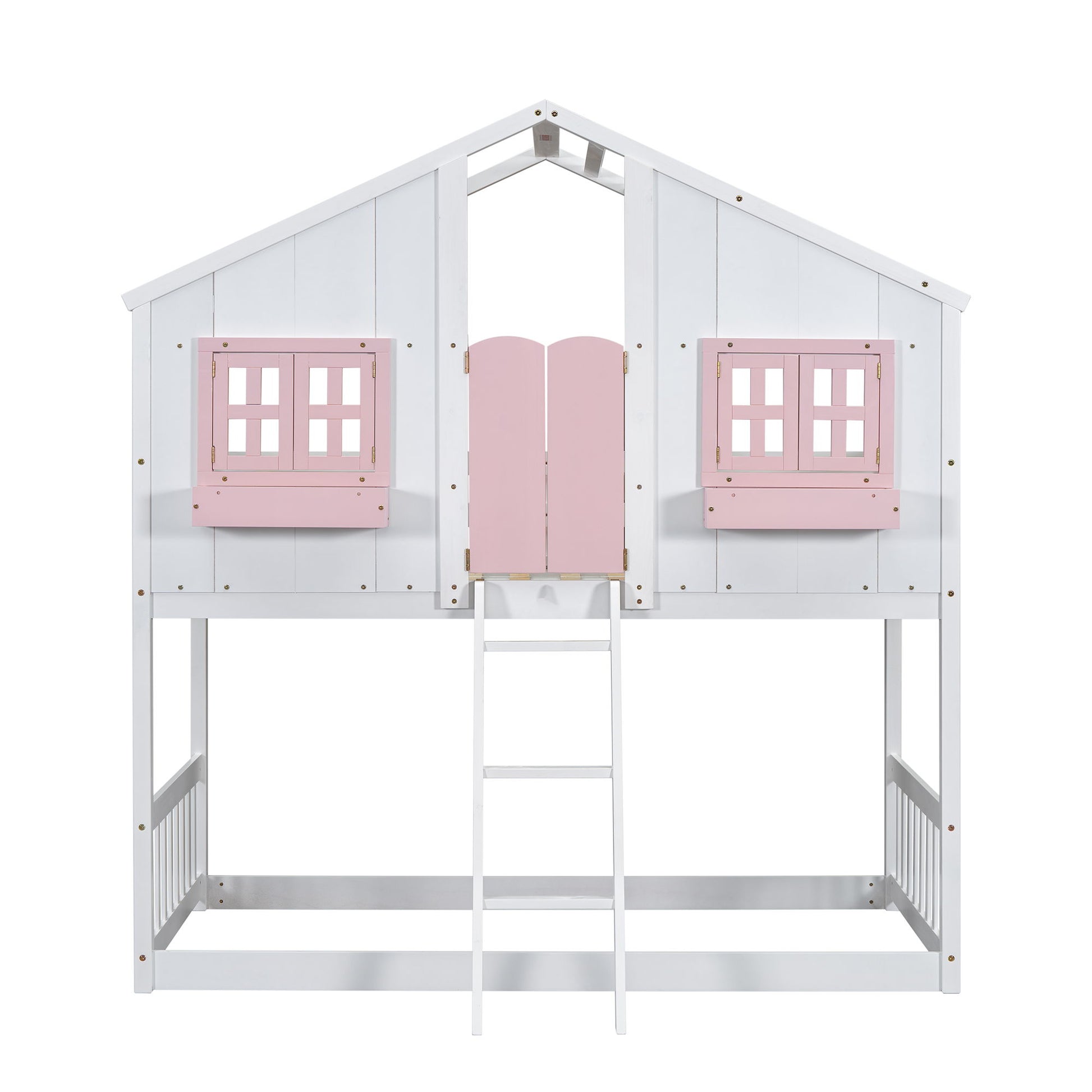 House Bunk Bed With Roof, Window, Window Box, Door, With Safety Guardrails And Ladder - The Sleep Loft - Online Mattress Showroom NYC
