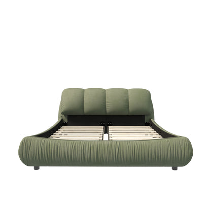 Luxury Upholstered Platform Bed With Oversized Padded Backrest And Solid Wood Frame - The Sleep Loft - Online Mattress Showroom NYC
