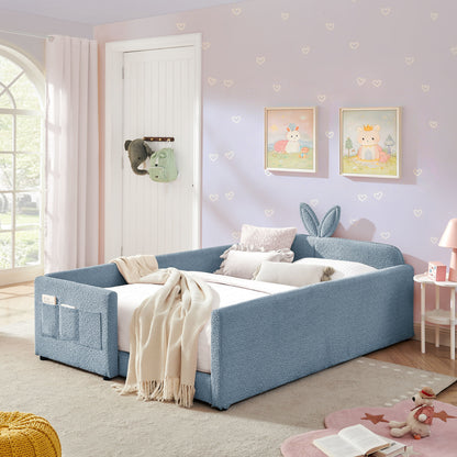 Cute Rabbit Ear Upholstered Platform Bed Frame With Safety Rail - The Sleep Loft - Online Mattress Showroom NYC