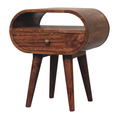 Circular Bedside Table With Open Slot - Caramel - The Sleep Loft - Online Mattress Showroom NYC