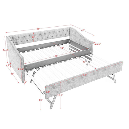 Upholstered Daybed With USB Charging & Pull Out Bed - The Sleep Loft - Online Mattress Showroom NYC