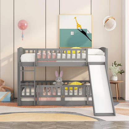 Low Bunk Bed With Slide, Fence And Ladder - The Sleep Loft - Online Mattress Showroom NYC