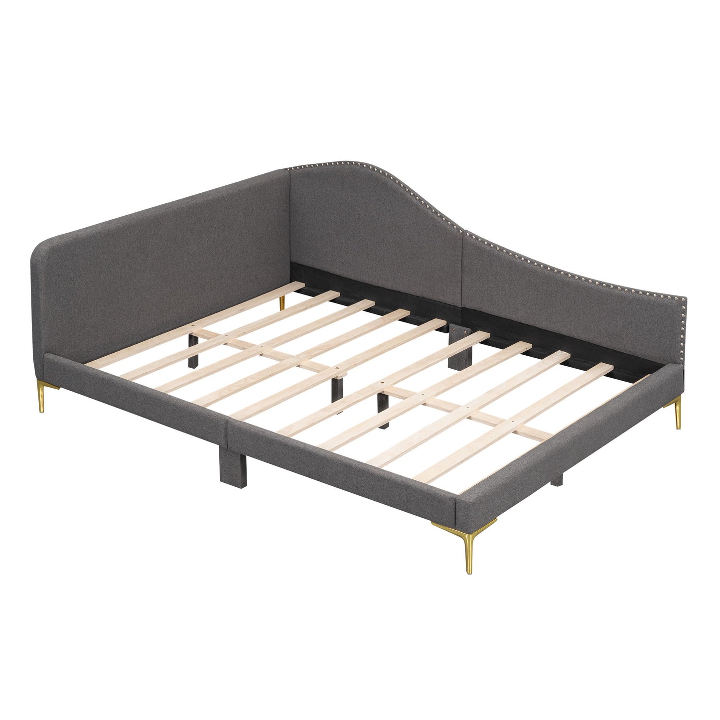 Upholstered Daybed With Headboard And Armrest, Support Legs - The Sleep Loft - Online Mattress Showroom NYC