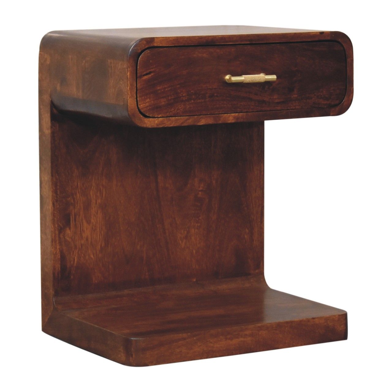 T Bar Rounded Bedside Table - Dark Brown - The Sleep Loft - Online Mattress Showroom NYC