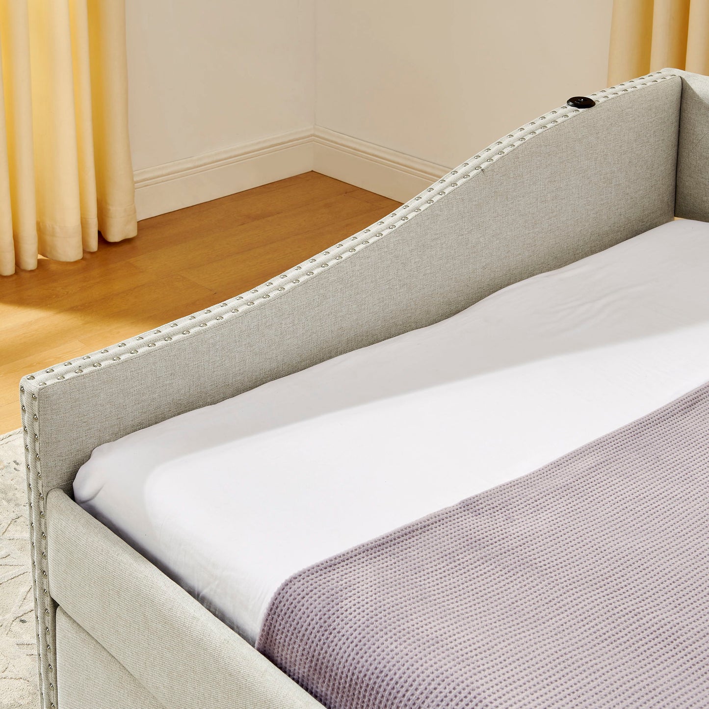 Upholstered Daybed With USB Charging & Pull Out Bed - The Sleep Loft - Online Mattress Showroom NYC