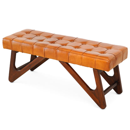 Mia - Bench With Buttons - Brown / Rustic - The Sleep Loft - Online Mattress Showroom NYC