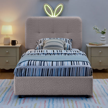 Upholstered Bed With Oversized Rabbit Ear Headboard, LED Lights & 4 Storage Drawers - The Sleep Loft - Online Mattress Showroom NYC