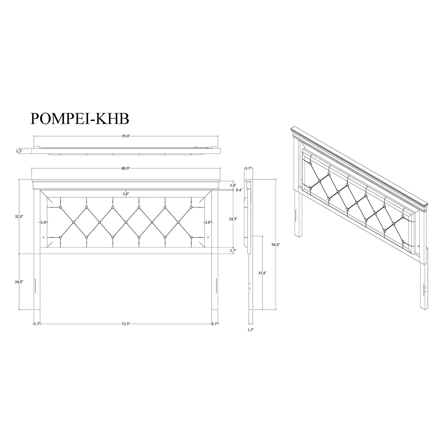 Shaker - 5 Pieces Bedroom Set With Crystal Inspired Tufted Headboard And LED Lighting - The Sleep Loft - Online Mattress Showroom NYC