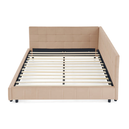 Mid-Century Storage Upholstered Tufted Bed Frame With Backrest And Armrests - The Sleep Loft - Online Mattress Showroom NYC