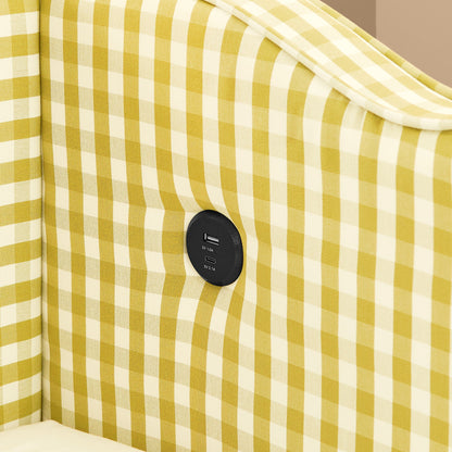Gingham Daybed With USB Charging Port, Wave-Shaped Design - The Sleep Loft - Online Mattress Showroom NYC