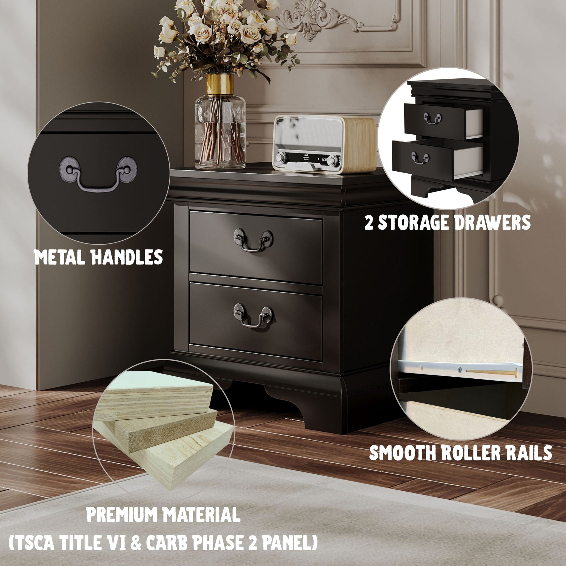 Nightstand With 2 Drawers - The Sleep Loft - Online Mattress Showroom NYC