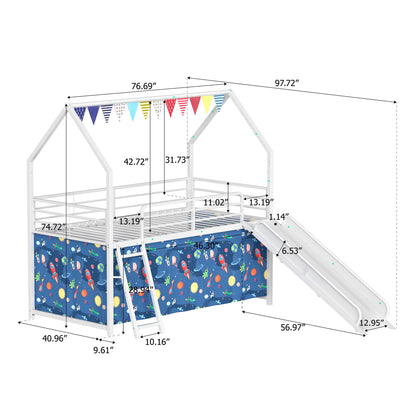 Jack - House Loft Bed With Slide And Curtain Set - The Sleep Loft - Online Mattress Showroom NYC