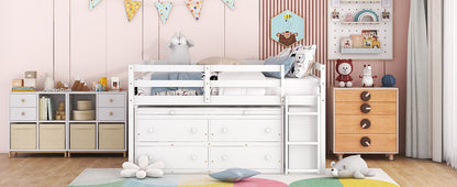 Loft Bed With Retractable Writing Desk And 4 Drawers, With Lateral Portable Desk And Shelves - The Sleep Loft - Online Mattress Showroom NYC