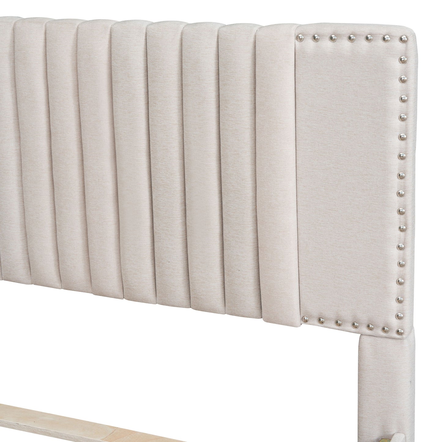 Upholstered Platform Bed With Drawers, Classic Headboard Design - The Sleep Loft - Online Mattress Showroom NYC