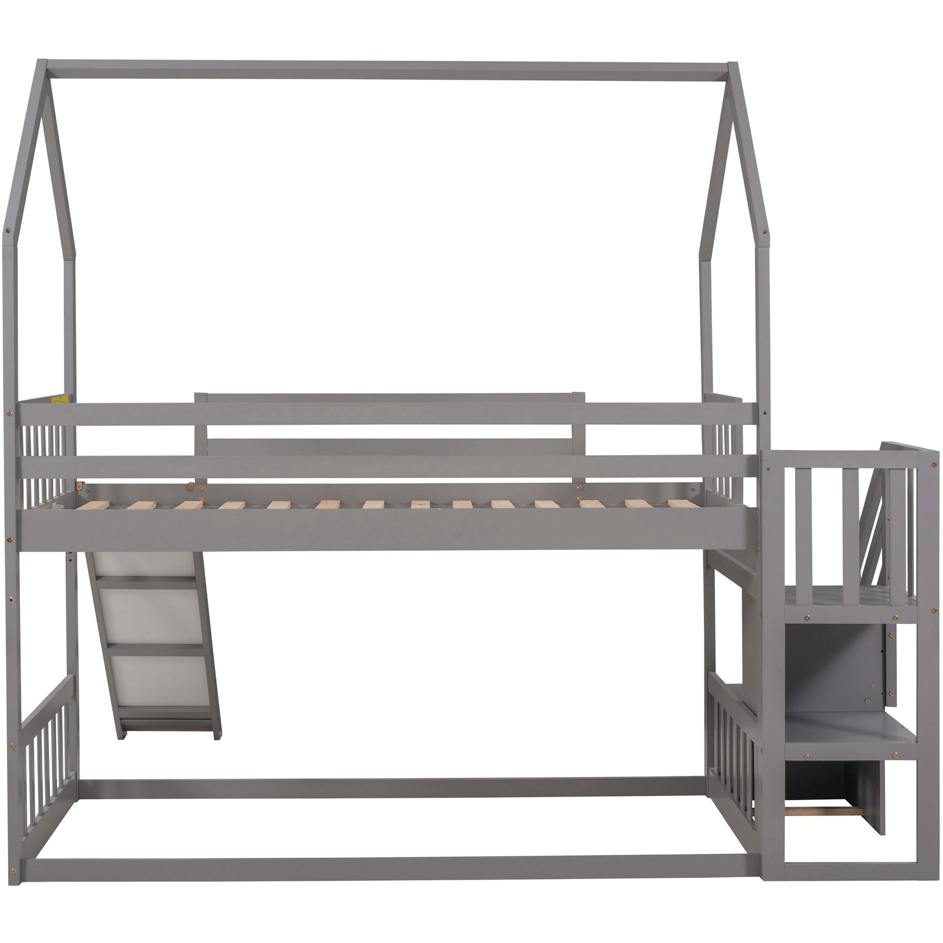 Twin Over Twin House Bunk Bed With Convertible Slide, Storage Staircase - The Sleep Loft - Online Mattress Showroom NYC