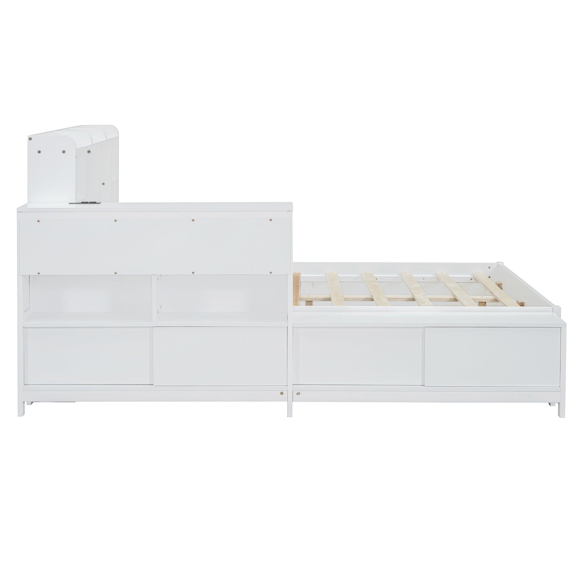 Platform Bed With Multi Functional Storage Space, Nightstand, 2 Drawers, USB Ports And Desk - The Sleep Loft - Online Mattress Showroom NYC