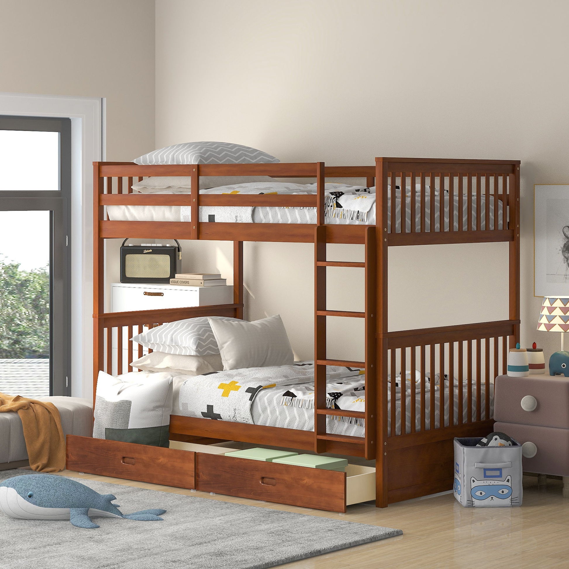 Bunk Bed With Ladders And 2 Storage Drawers - The Sleep Loft - Online Mattress Showroom NYC