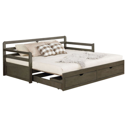 Twin Long 2 Drawer Daybed With Extendable Trundle, Storage Drawers, Fits Standard Mattress - Gray - The Sleep Loft - Online Mattress Showroom NYC