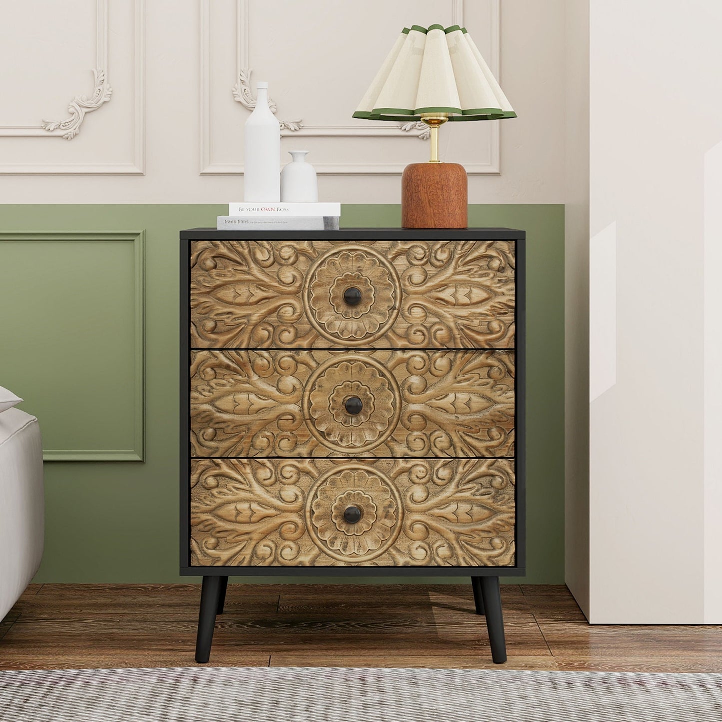 3 Drawer Cabinet, Suitable For Bedroom - Black - The Sleep Loft - Online Mattress Showroom NYC