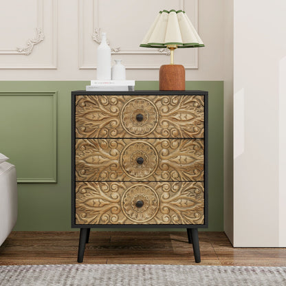 3 Drawer Cabinet, Suitable For Bedroom - Black - The Sleep Loft - Online Mattress Showroom NYC