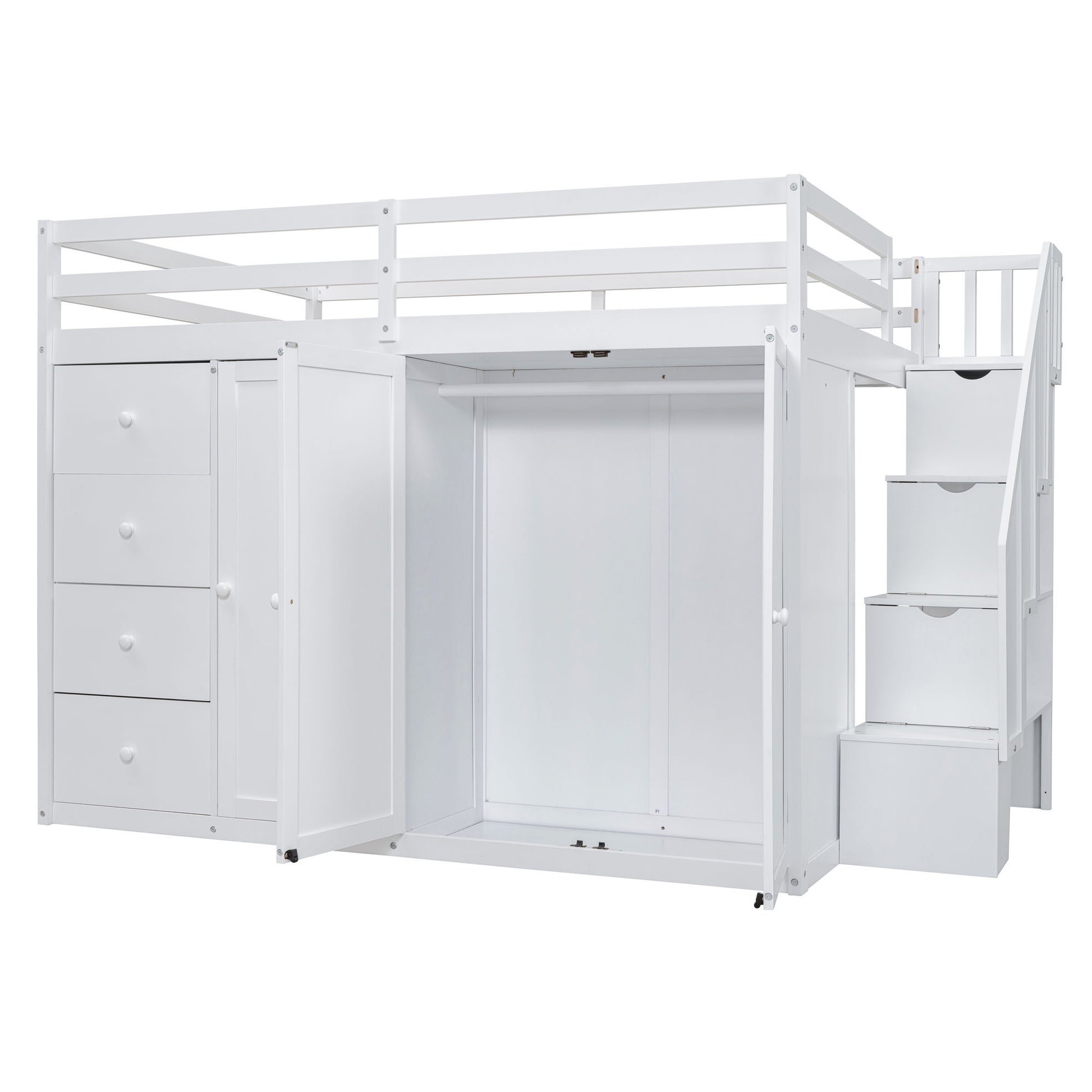 Loft Bed With Built In Wardrobes, Cabinets And Drawers - The Sleep Loft - Online Mattress Showroom NYC