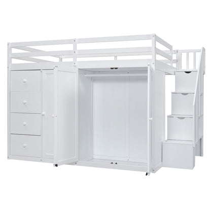 Loft Bed With Built In Wardrobes, Cabinets And Drawers - The Sleep Loft - Online Mattress Showroom NYC