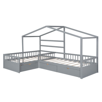 L Shape Platform Bed With 3 Storage Drawers - The Sleep Loft - Online Mattress Showroom NYC