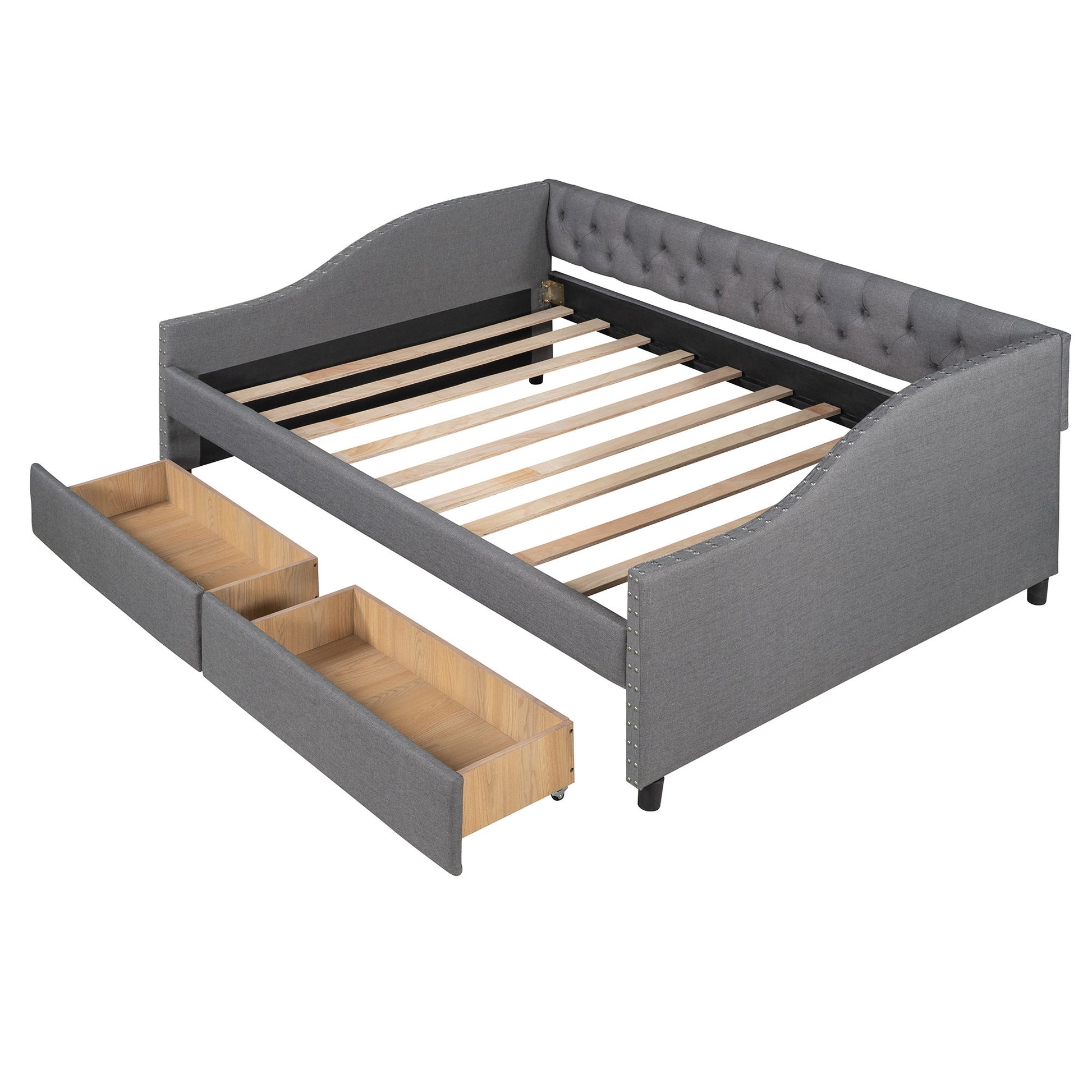 Upholstered Daybed With Two Drawers, Wood Slat Support - The Sleep Loft - Online Mattress Showroom NYC