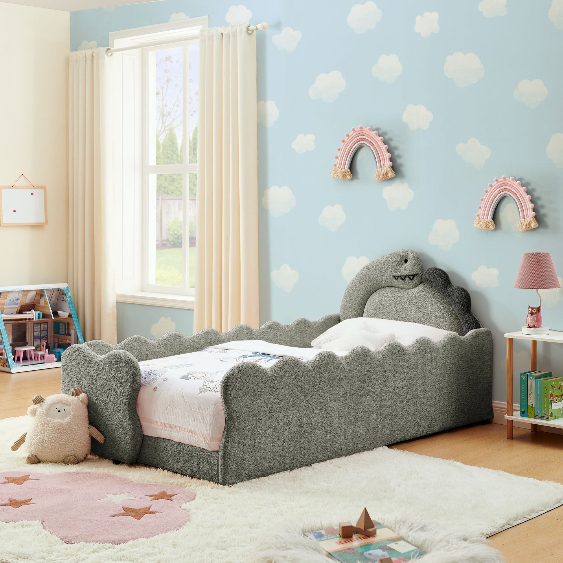 Cute Dinosaur Shaped Bed With Safety Guardrail, Toddler Frame - The Sleep Loft - Online Mattress Showroom NYC