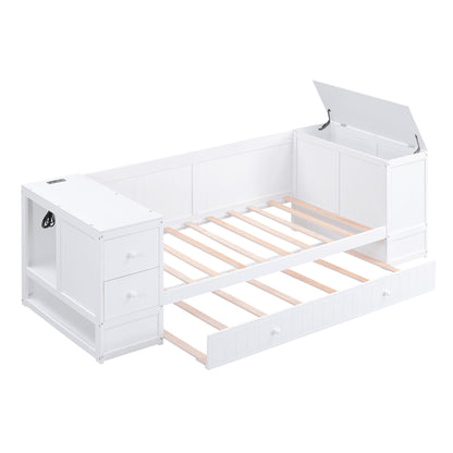 Daybed With Storage Arms, Trundle And Charging Station - The Sleep Loft - Online Mattress Showroom NYC