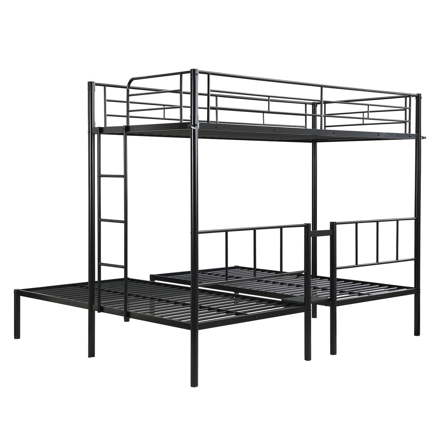 Twin Over Twin Over Twin Triple Bunk Bed With Safety Rails And Storage Shelf - Black - The Sleep Loft - Online Mattress Showroom NYC