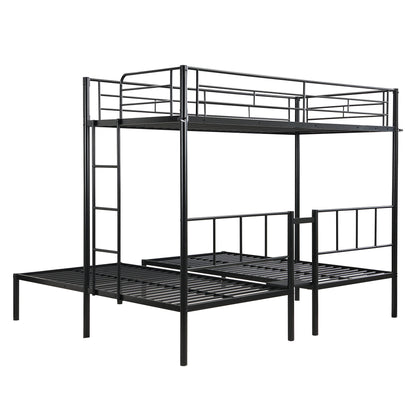 Twin Over Twin Over Twin Triple Bunk Bed With Safety Rails And Storage Shelf - Black - The Sleep Loft - Online Mattress Showroom NYC