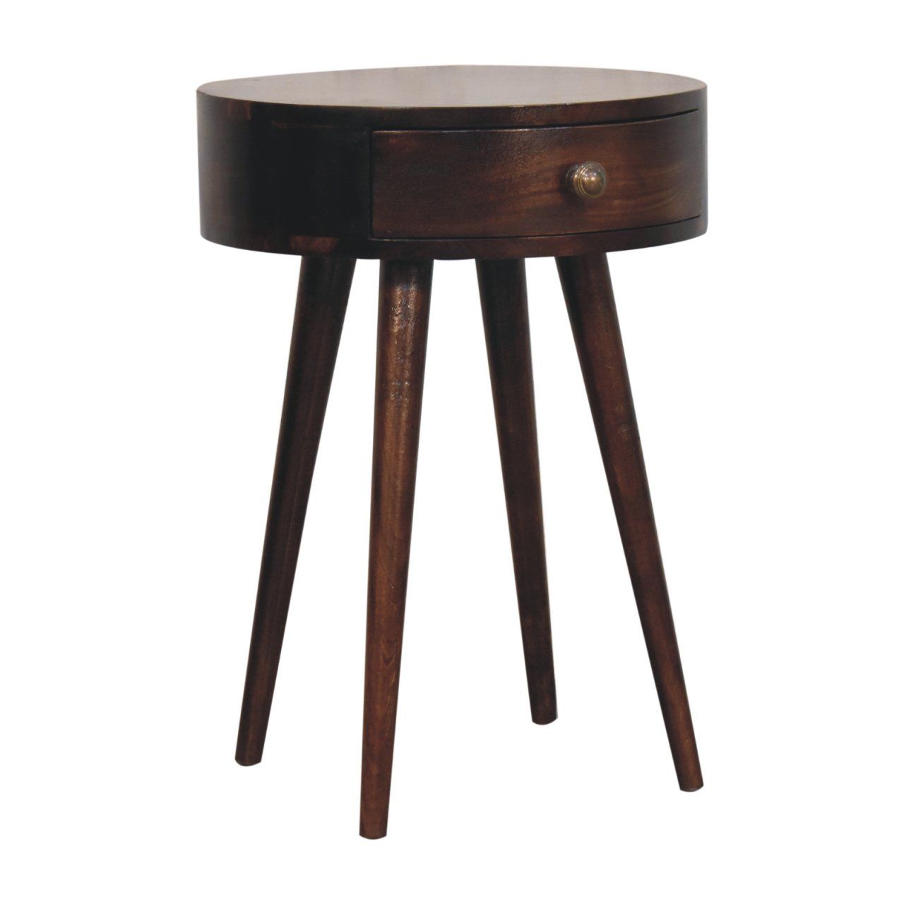 Circular Shaped Bedside Table - Walnut - The Sleep Loft - Online Mattress Showroom NYC