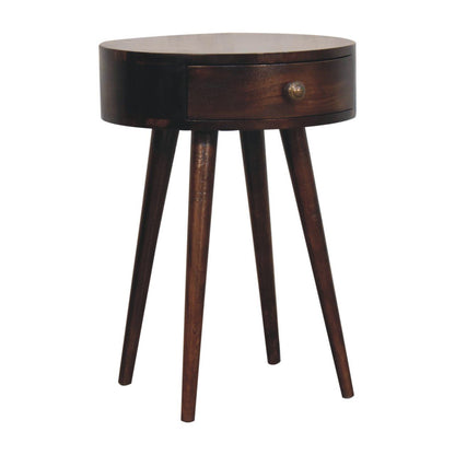 Circular Shaped Bedside Table - Walnut - The Sleep Loft - Online Mattress Showroom NYC