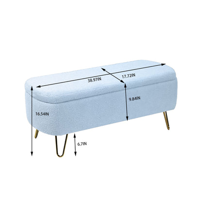 Storage Ottoman Bench For End Of Bed Legs, Modern Camel Faux Fur Entryway Bench Upholstered Padded With Storage For Living Room Bedroom - The Sleep Loft - Online Mattress Showroom NYC