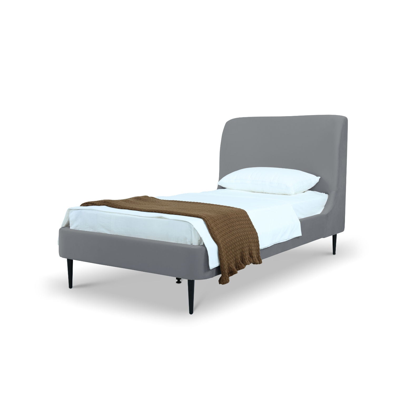 Twin Bed With Curved Headboard - Gray / Black - The Sleep Loft - Online Mattress Showroom NYC