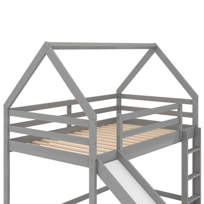 House Shape Bunk Bed With Slide And Ladder - The Sleep Loft - Online Mattress Showroom NYC