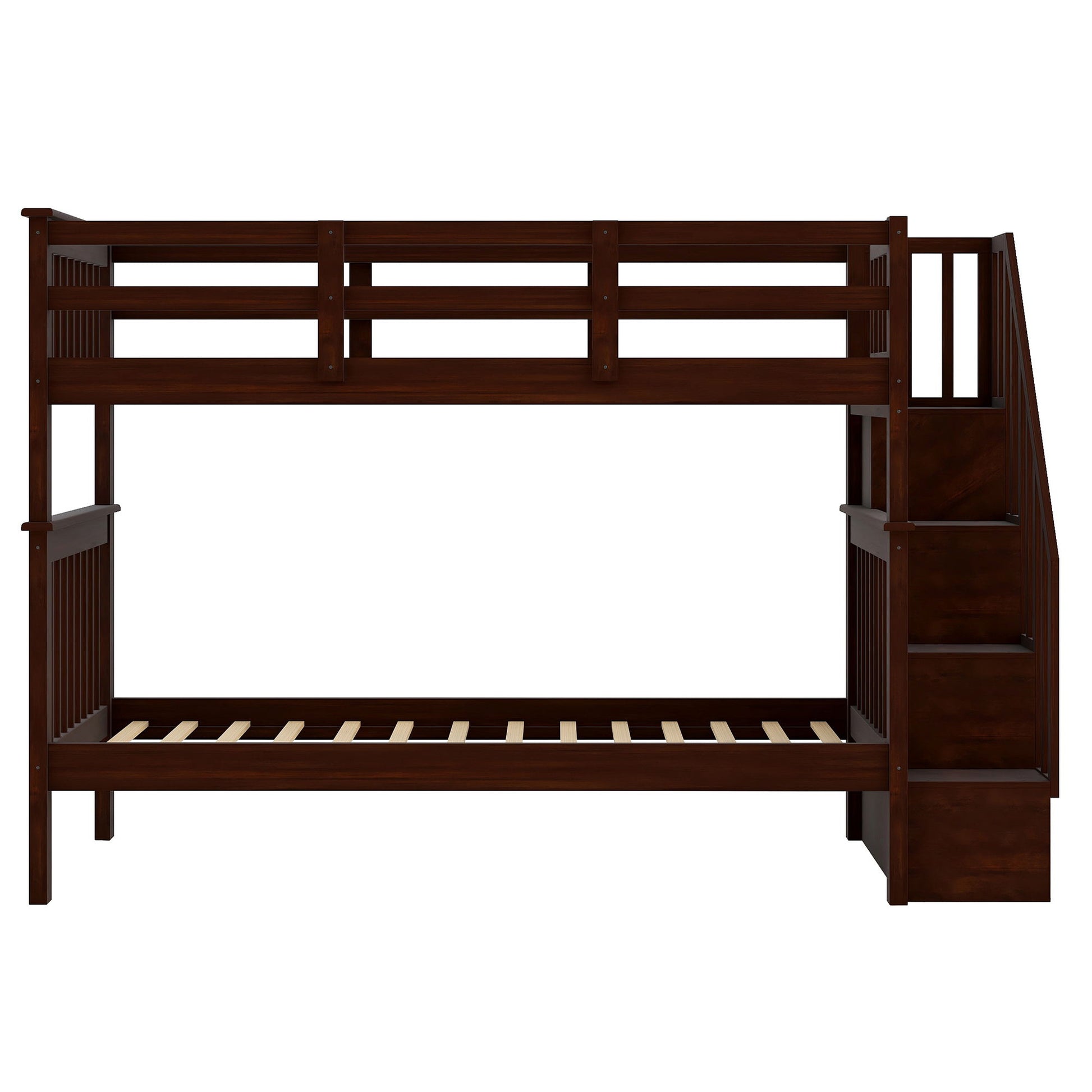 Stairway Bunk Bed With Storage And Guard Rail For Bedroom - The Sleep Loft - Online Mattress Showroom NYC