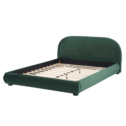 Upholstered Simple Modern Bedroom Bed With Curved Headboard - The Sleep Loft - Online Mattress Showroom NYC