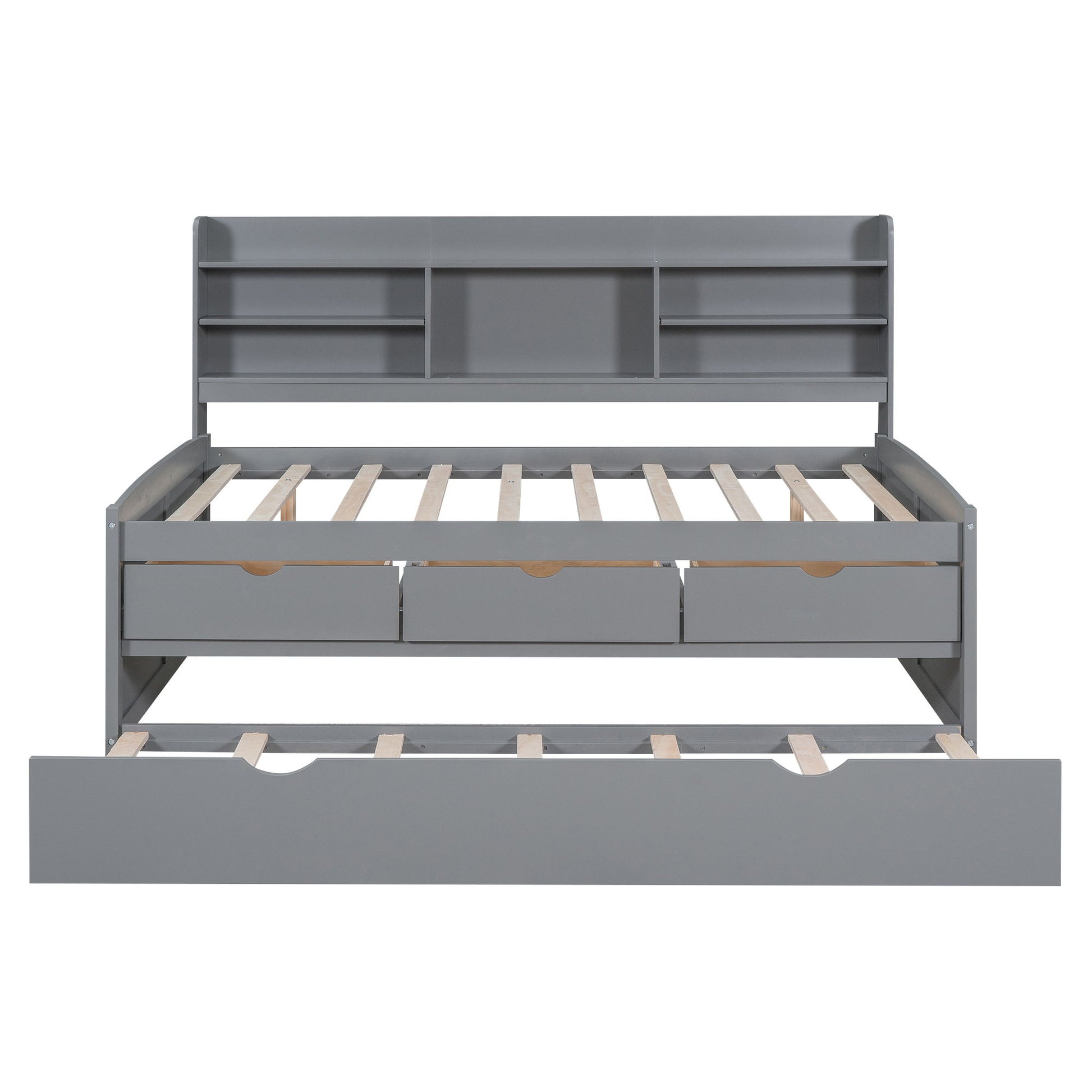 Captain Bed With Built In Bookshelves, 3 Storage Drawers, And Trundle - The Sleep Loft - Online Mattress Showroom NYC
