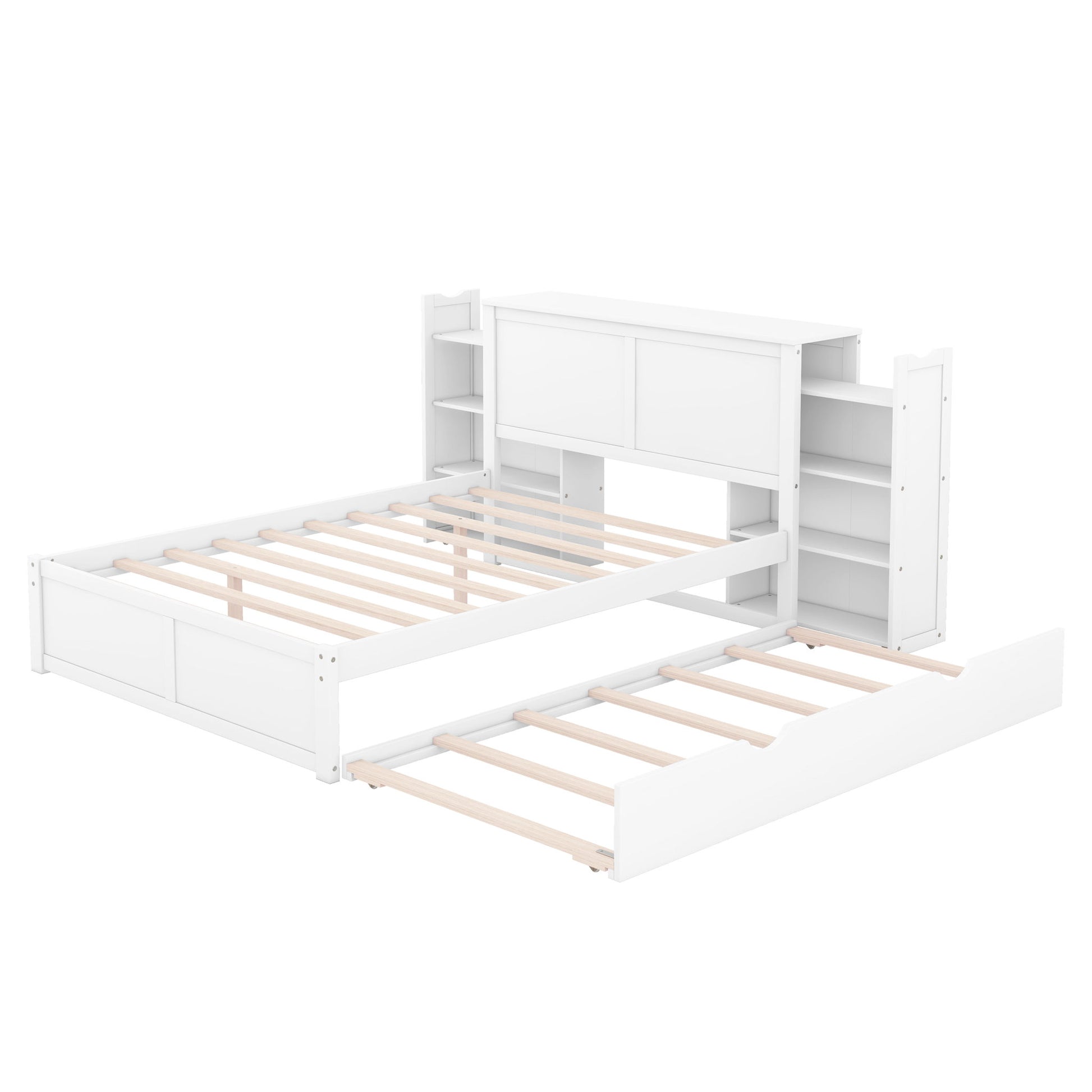 Storage Platform Bed With Pull Out Shelves And Trundle - The Sleep Loft - Online Mattress Showroom NYC