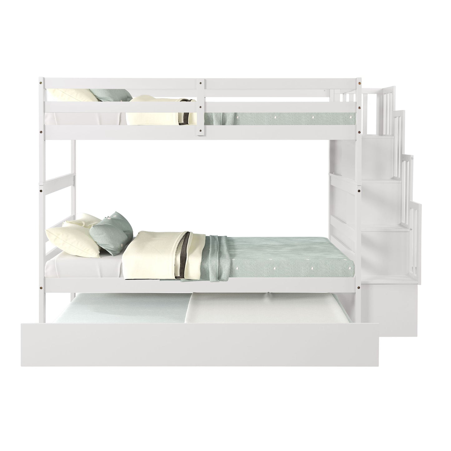 Twin Over Twin Bunk Beds With Twin Trundle And Stairway Storage Function - The Sleep Loft - Online Mattress Showroom NYC