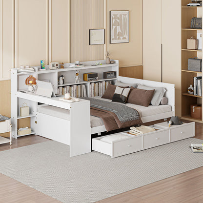 Daybed With 3 Drawers USB Ports And Desk - The Sleep Loft - Online Mattress Showroom NYC