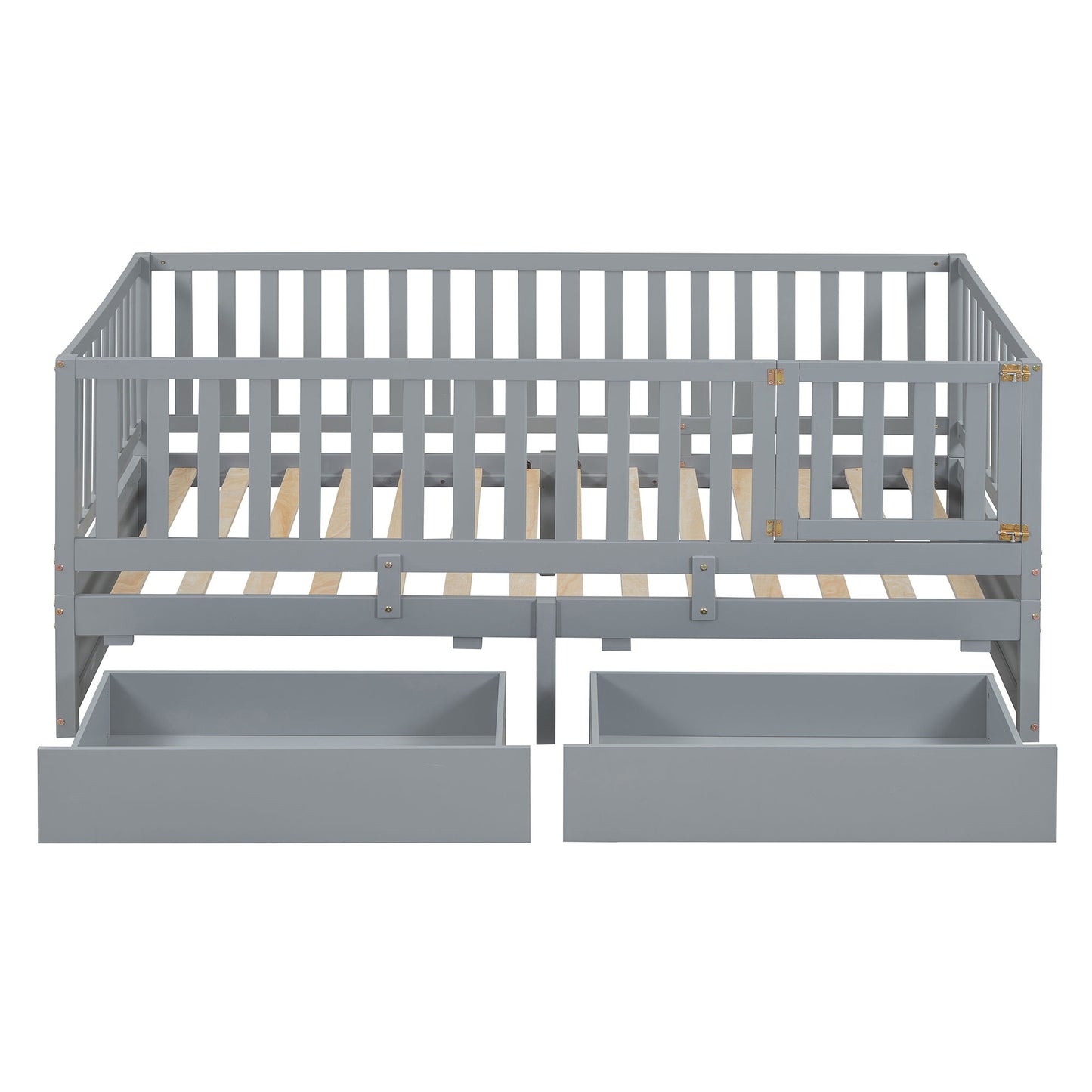 Daybed With Fence Guardrails And 2 Drawers, Split Into Independent Floor Bed & Daybed - The Sleep Loft - Online Mattress Showroom NYC