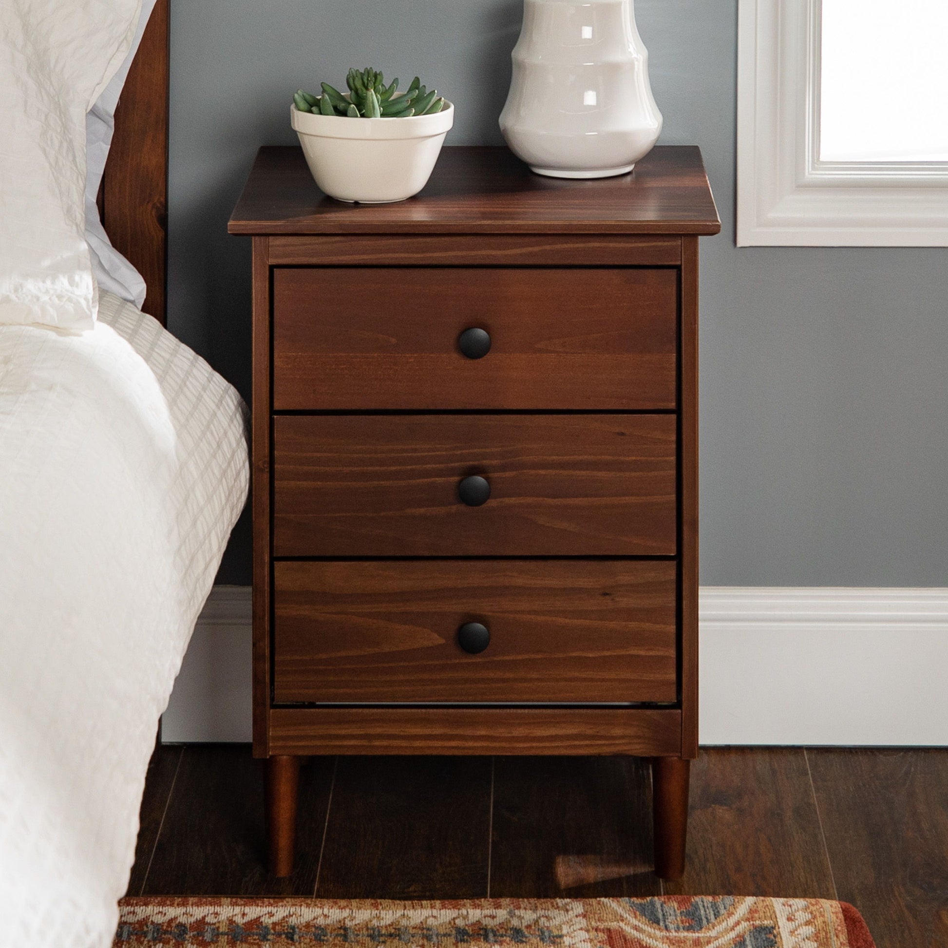 Classic 3 Drawer Solid Wood Nightstand - The Sleep Loft - Online Mattress Showroom NYC
