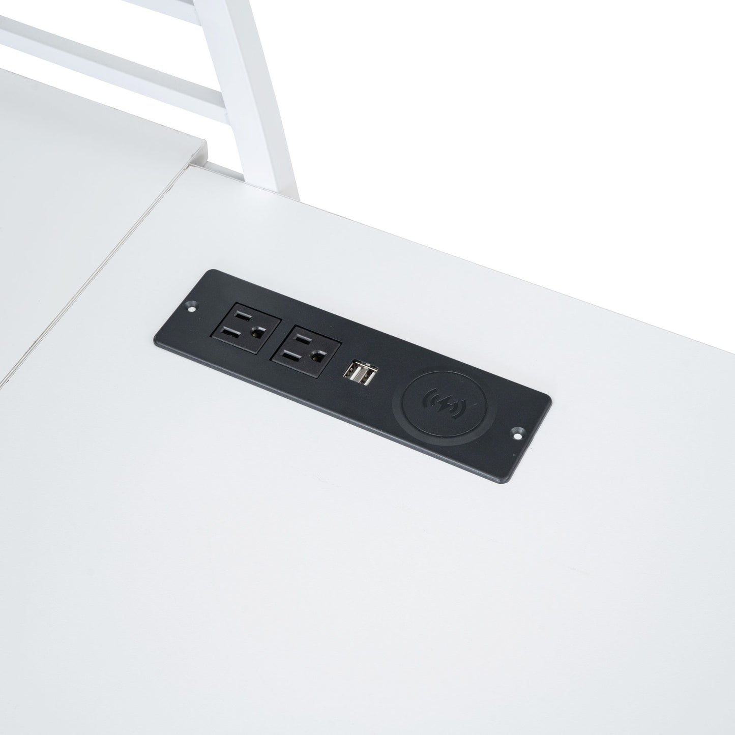 Loft Bed With 4 Layers Of Shelves And L-Shaped Desk, Stylish Metal Frame Bed With A Set Of Sockets, USB Ports And And Wireless Charging - The Sleep Loft - Online Mattress Showroom NYC