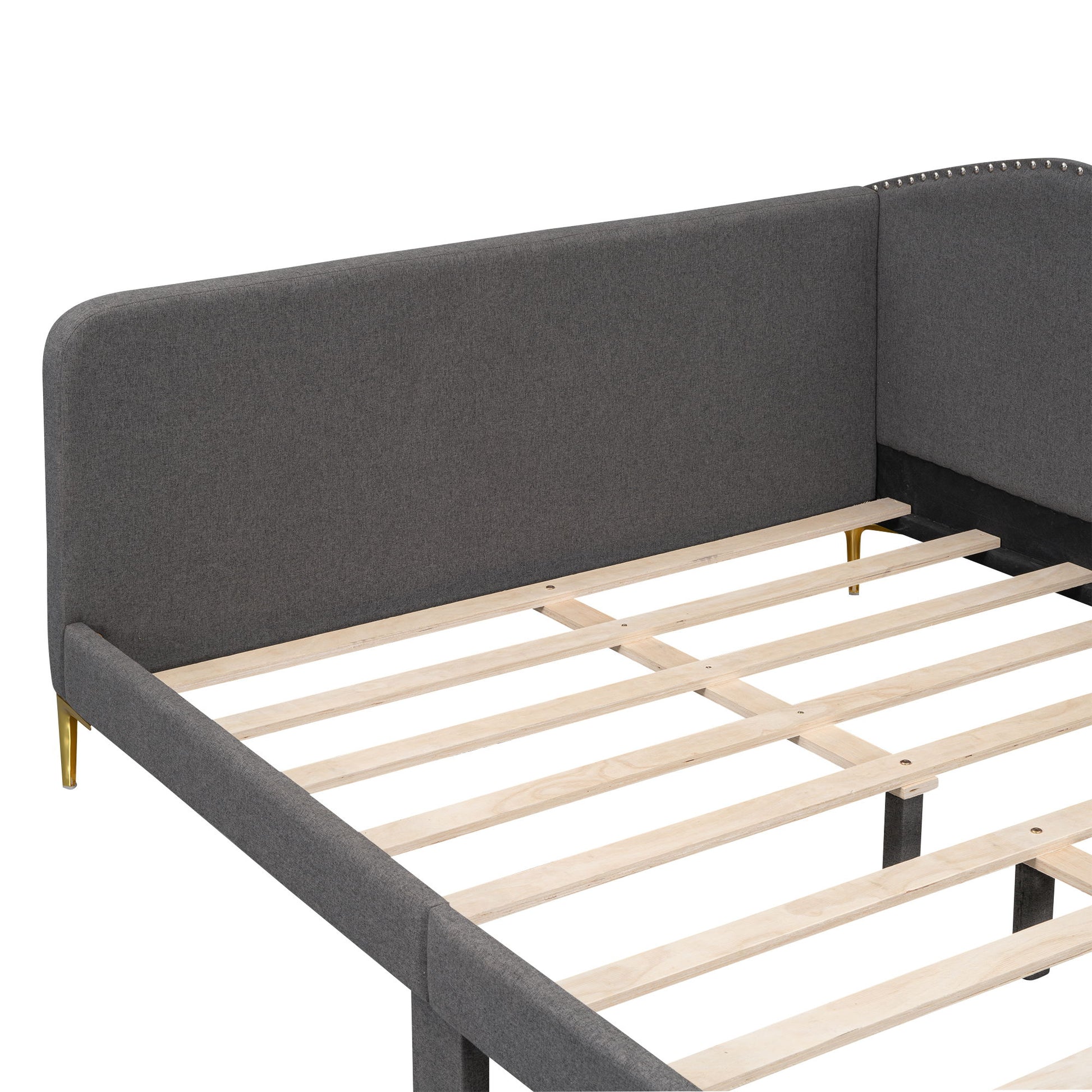 Upholstered Daybed With Headboard And Armrest, Support Legs - The Sleep Loft - Online Mattress Showroom NYC
