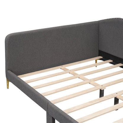 Upholstered Daybed With Headboard And Armrest, Support Legs - The Sleep Loft - Online Mattress Showroom NYC