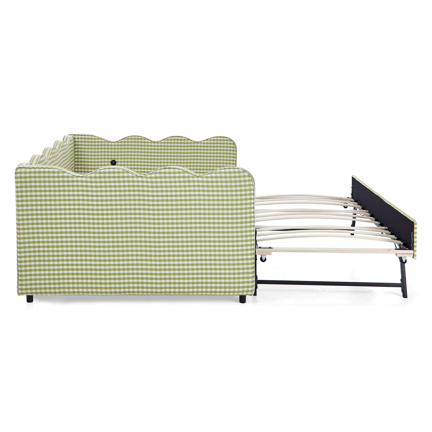 Gingham Daybed With USB Charging Port, Wave-Shaped Design - The Sleep Loft - Online Mattress Showroom NYC